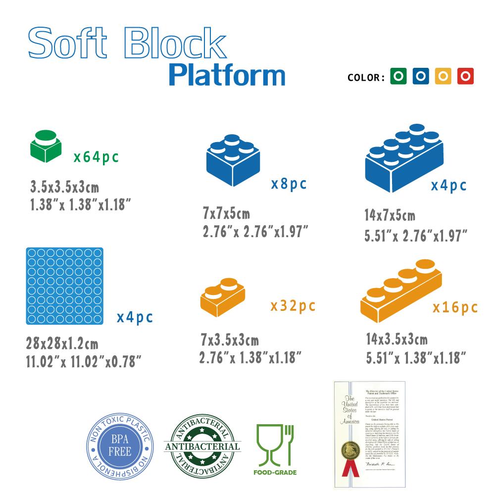 124pcs Soft Building Block Platform