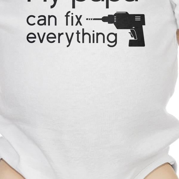 My Papa Fix White Cute Baby Bodysuit